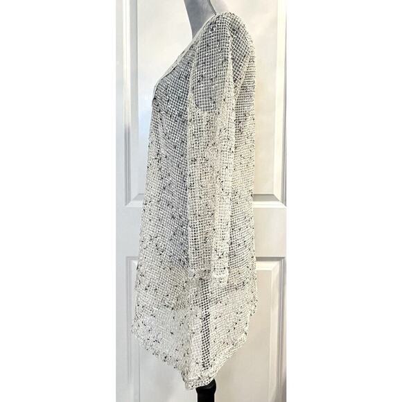 KRAZY KAT Open Knit Tunic Top Embroidered Asymmetrical Hem Boho Beachy Cover Up - Picture 3 of 8